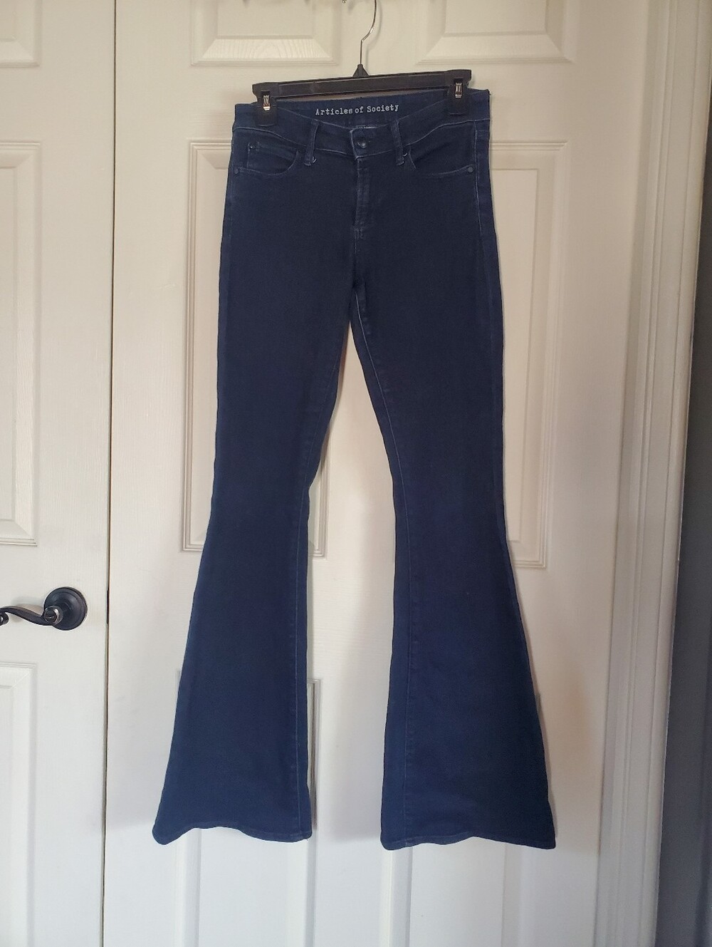 Articles Of Society Navy High-Rise Flare Jeans Hippie Y2K Festival Grunge Sz 28